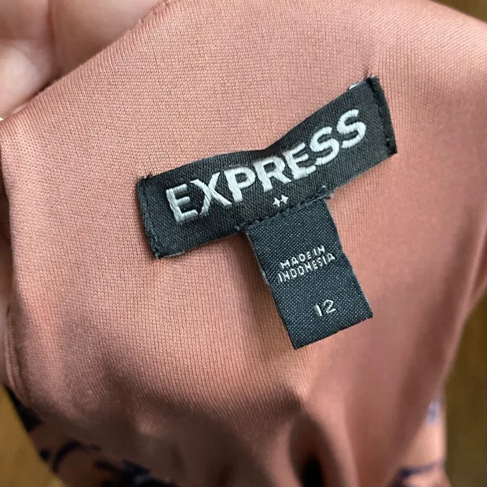 Express Shirt Sleeve Mini Dress faux Wrap front Mauve and Purple